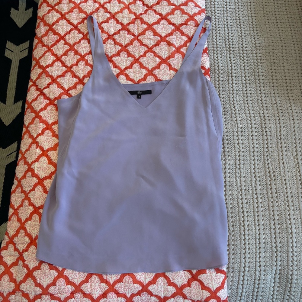 Tibi Lavender V-Neck Silk Cami